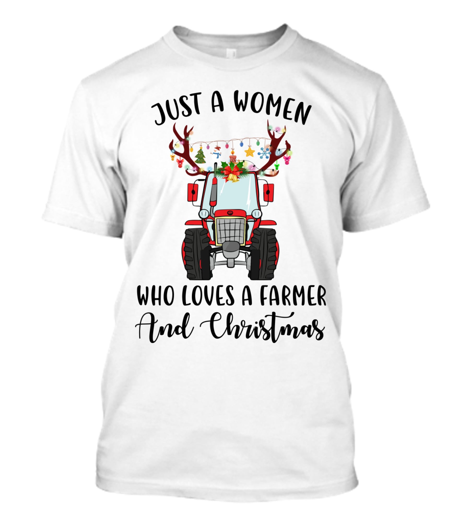 Loving Women Farmers With Christmas Spirit Tractor T-Shirt