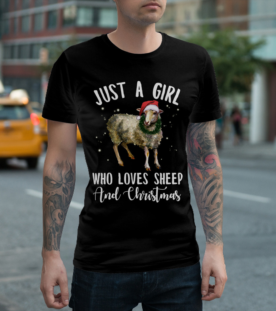 Just a Girl Who Loves Sheep and Christmas Holiday T-Shirt