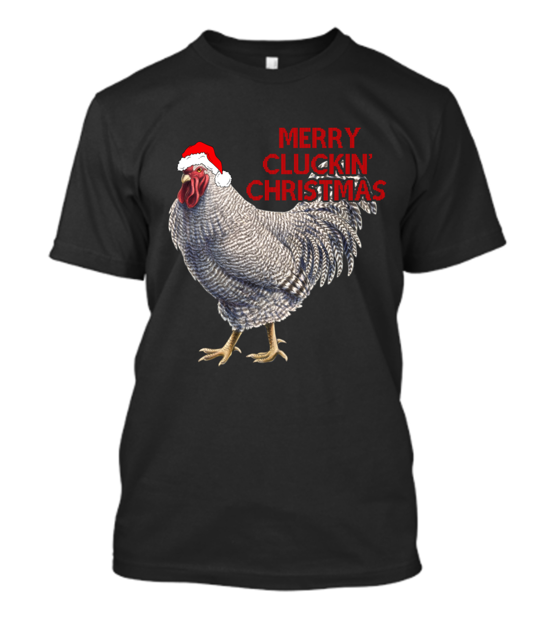 Merry Cluckin' Christmas Santa Hat Chicken T-Shirt