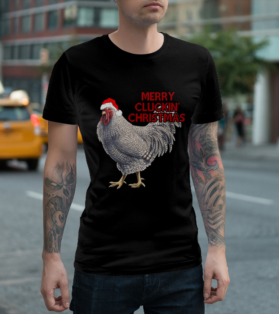 Merry Cluckin' Christmas Santa Hat Chicken T-Shirt