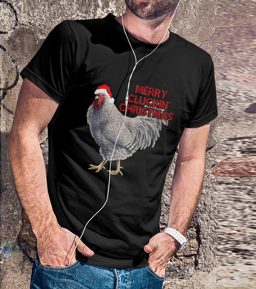 Merry Cluckin' Christmas Santa Hat Chicken T-Shirt