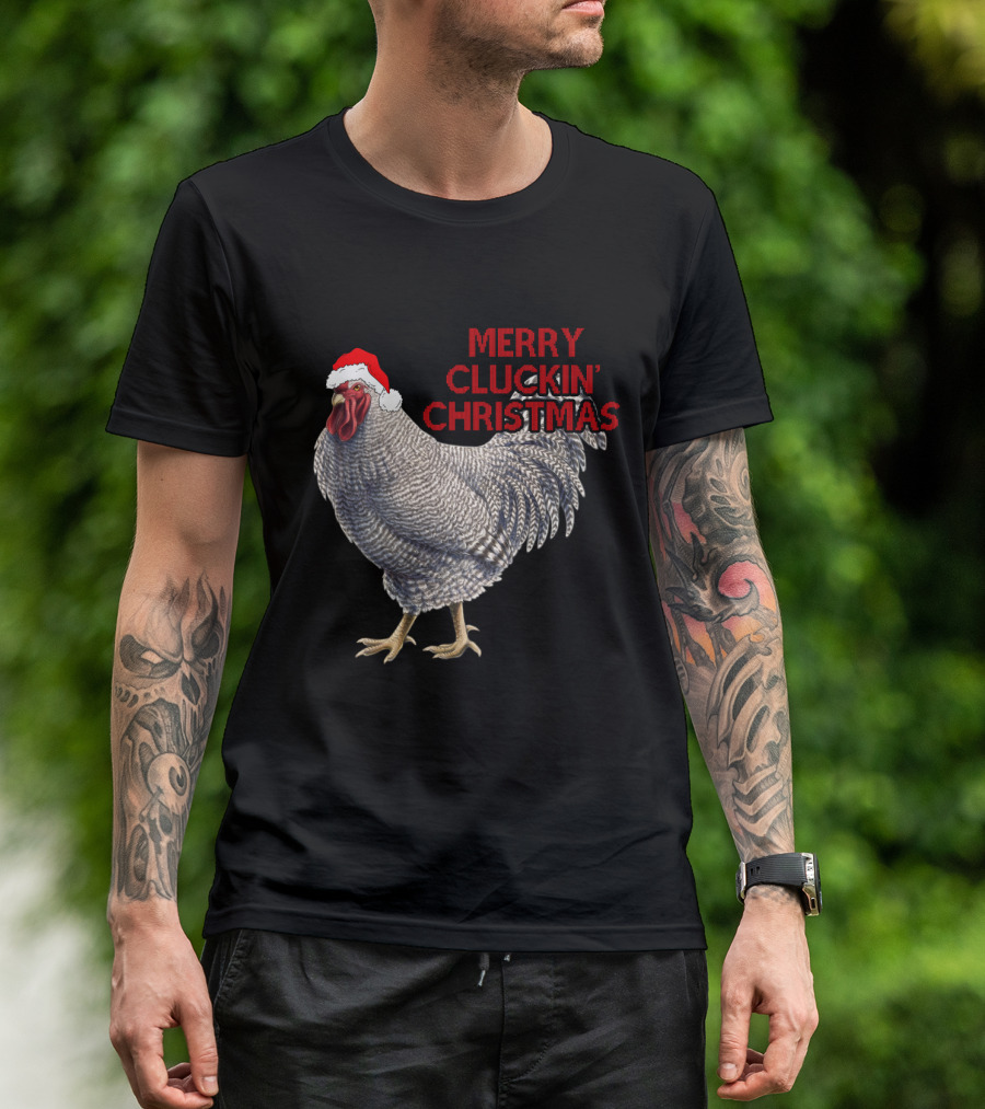 Merry Cluckin' Christmas Santa Hat Chicken T-Shirt