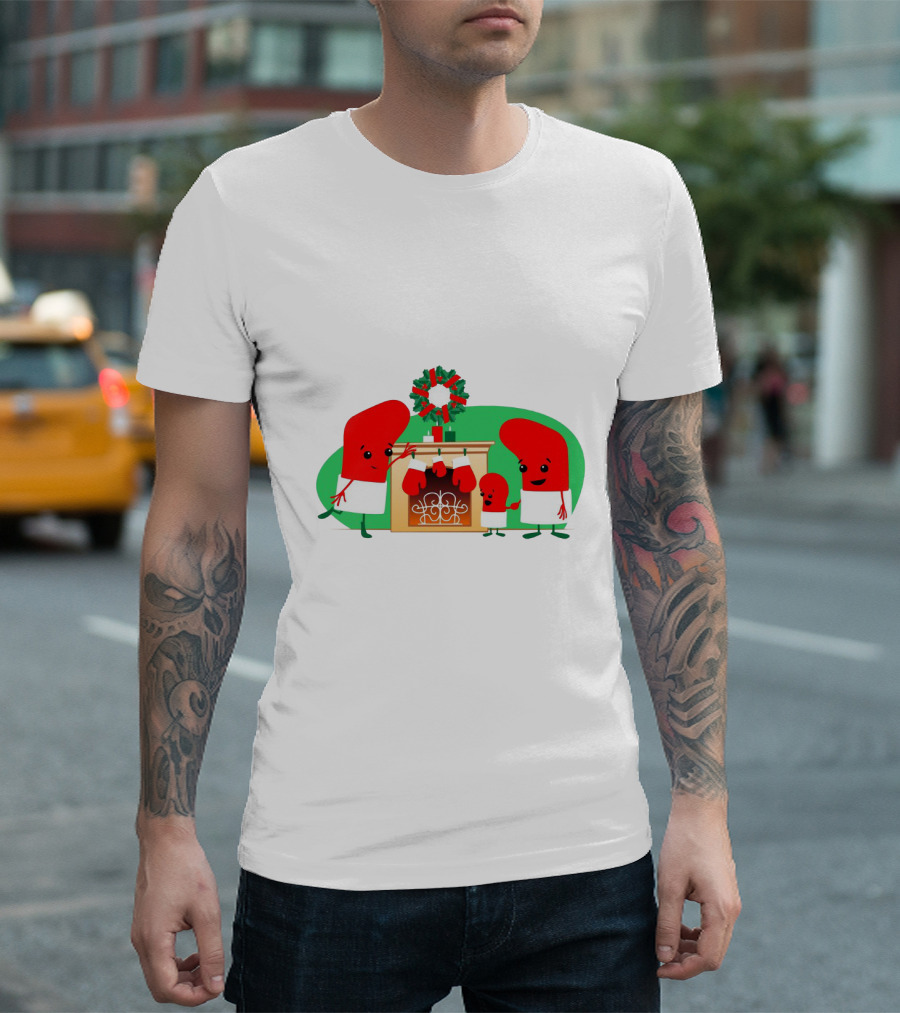 Merry Christmas Family Socks Decorating Fireplace T-Shirt