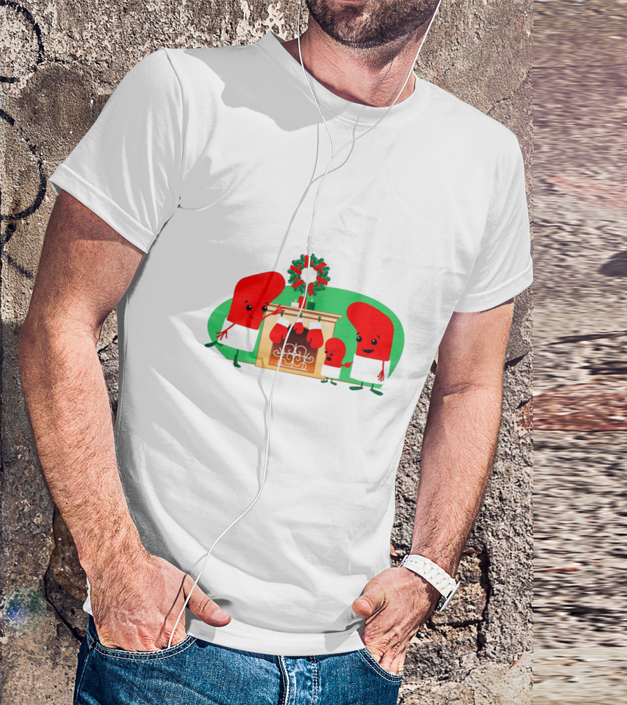 Merry Christmas Family Socks Decorating Fireplace T-Shirt
