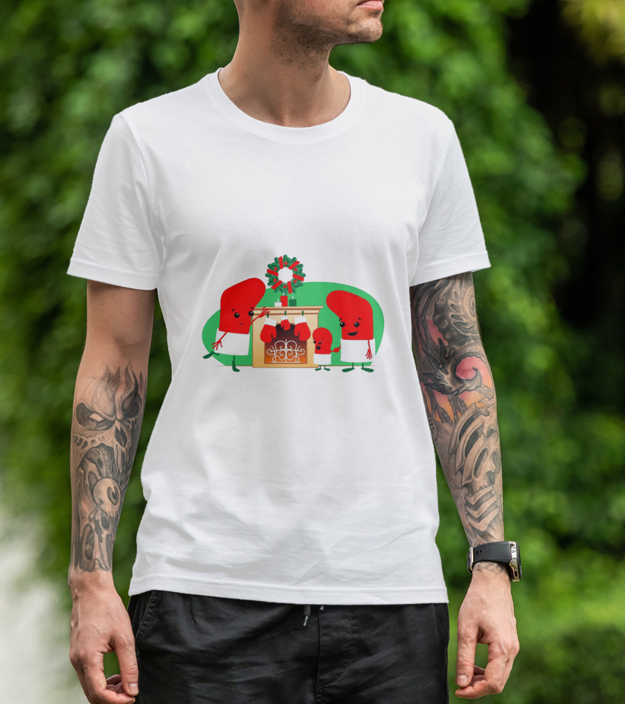 Merry Christmas Family Socks Decorating Fireplace T-Shirt