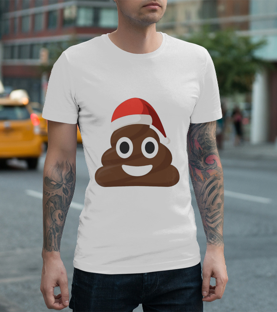 Funny Santa Poopy Emoji Holiday Humor T-Shirt