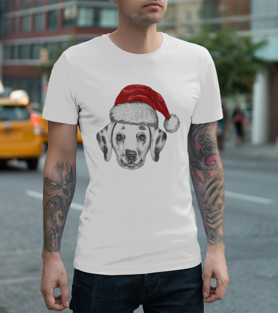 Santa Dog Adorable Holiday Canine Wearing Red Santa Hat T-Shirt