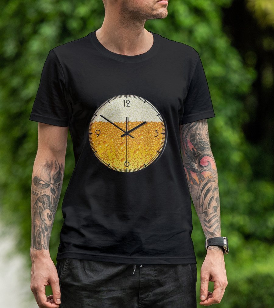 Beer Clock With Bubble Texture T-Shirt