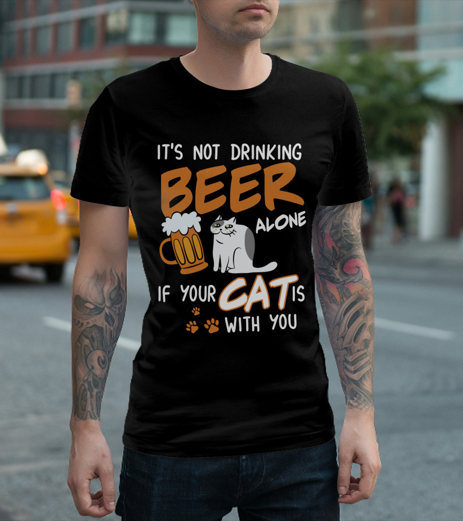 Drinking Beer With Your Cat Mug and Paw Prints T-Shirt