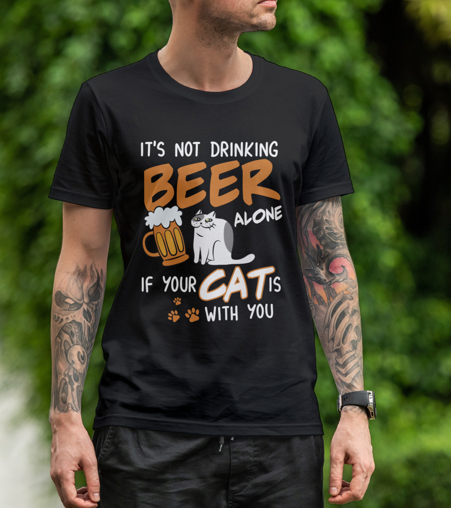 Drinking Beer With Your Cat Mug And Paw Prints T-Shirt