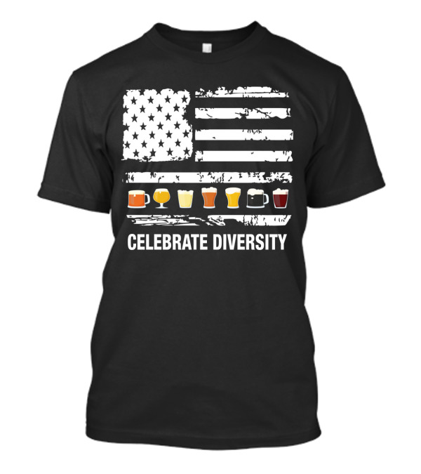 Celebrate Diversity American Flag Beer Glasses T-Shirt