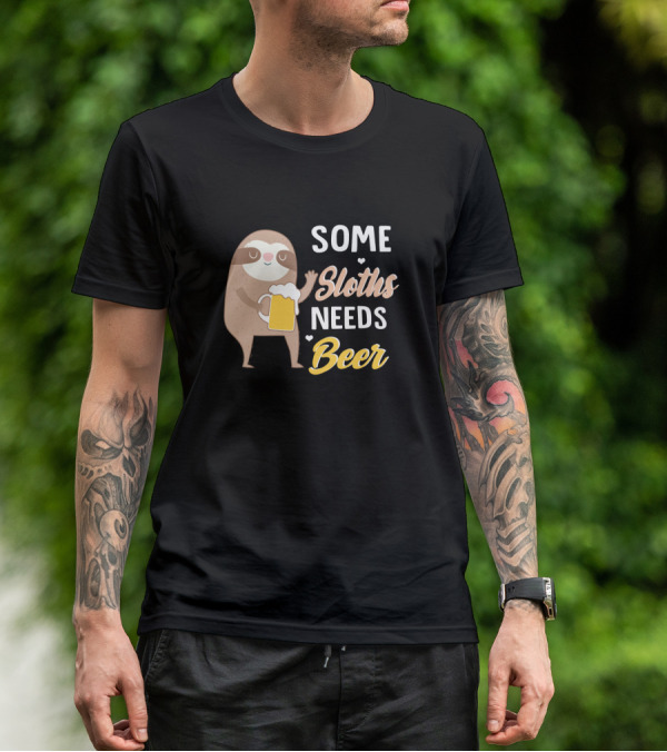 Some Sloths Needs Beer With Cute Sloth Holding Mug T-Shirt