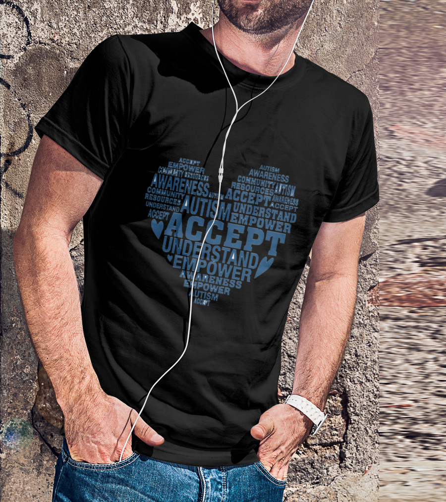 Accept Understand Empower Autism Awareness Month Heart T-Shirt