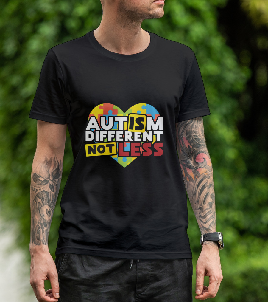 Autism Different Not Less Heart Puzzle T-Shirt