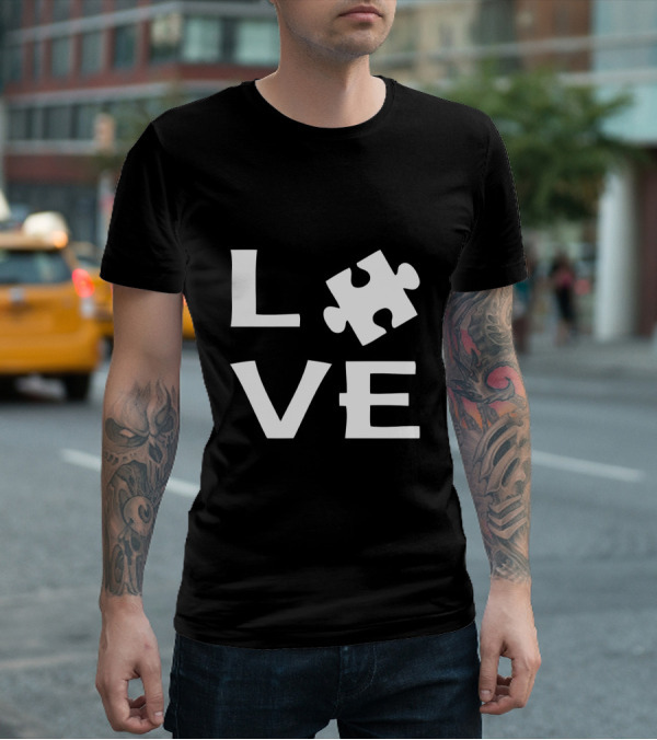 Autism Love Puzzle Piece Representation In Text T-Shirt