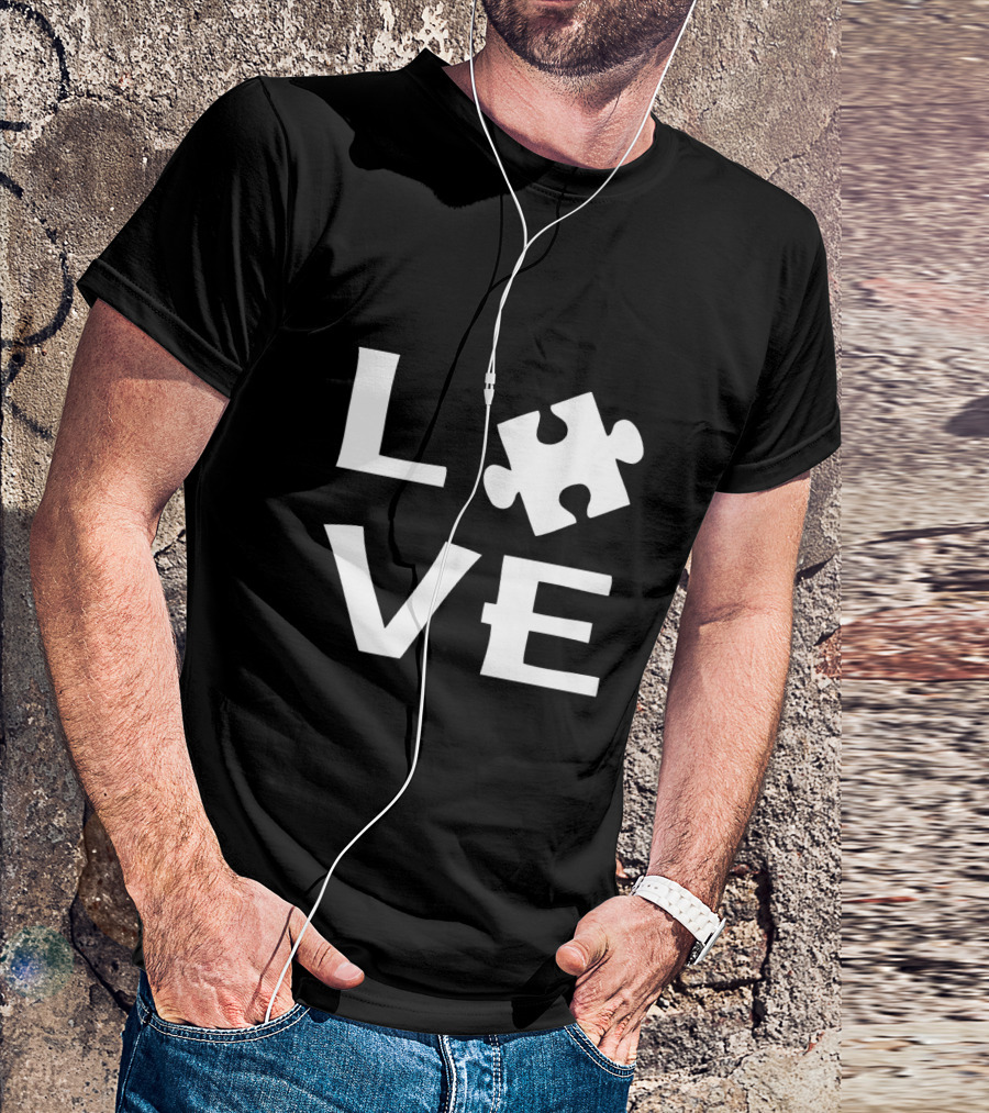 Autism Love Puzzle Piece Representation In Text T-Shirt