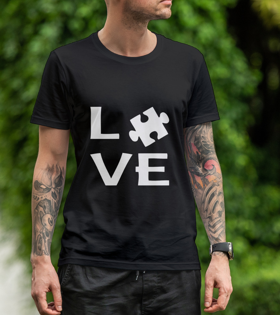 Autism Love Puzzle Piece Representation In Text T-Shirt