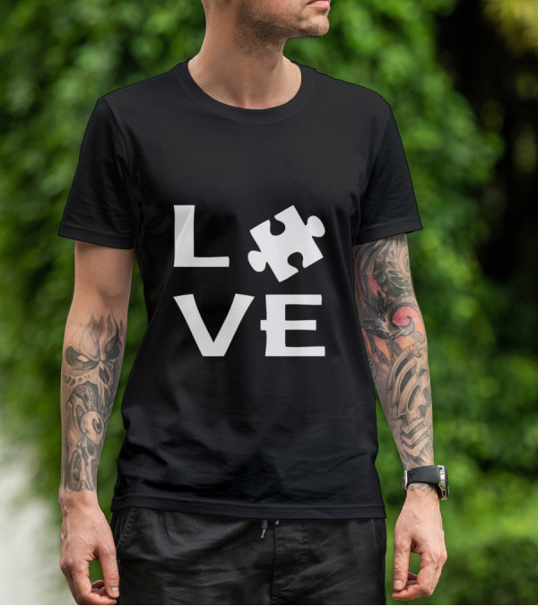 Autism Love Puzzle Piece Representation In Text T-Shirt
