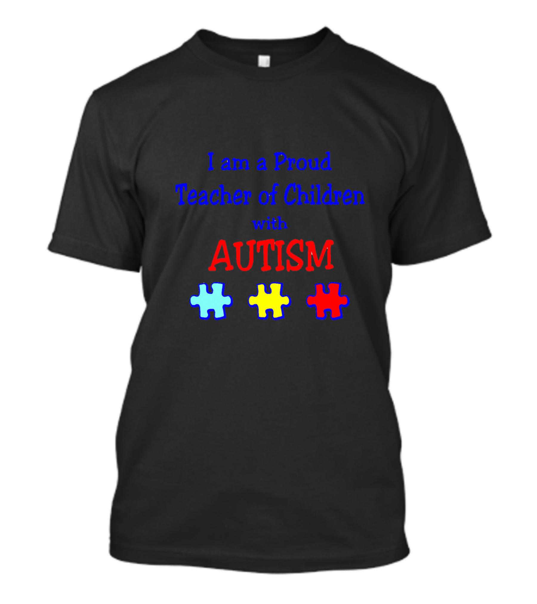 Proud Teacher Of Children With Autism Featuring Autism Puzzle Pieces T-Shirt