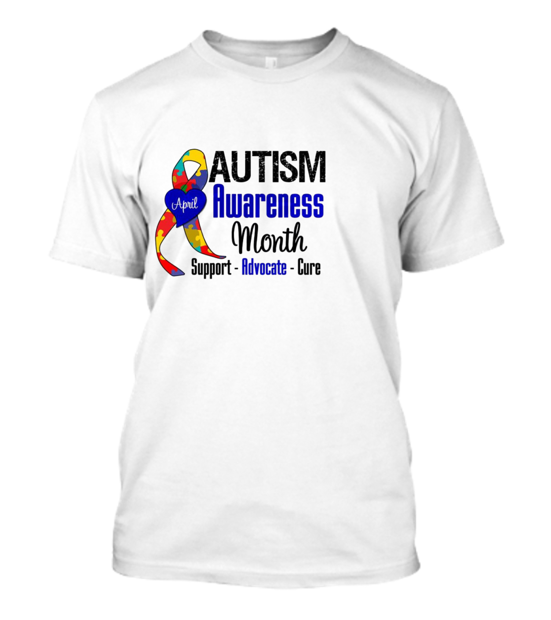 Autism Awareness Month April Support Advocate Cure Puzzle T-Shirt
