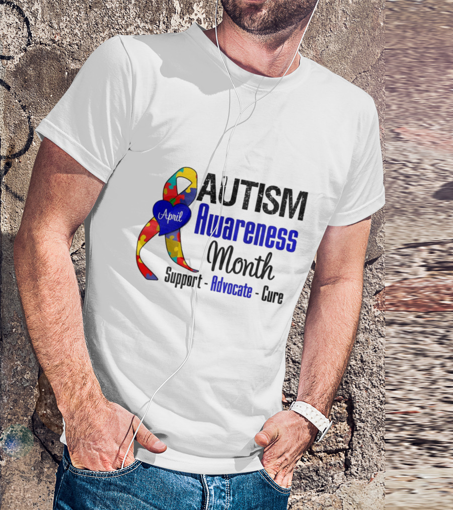 Autism Awareness Month April Support Advocate Cure Puzzle T-Shirt