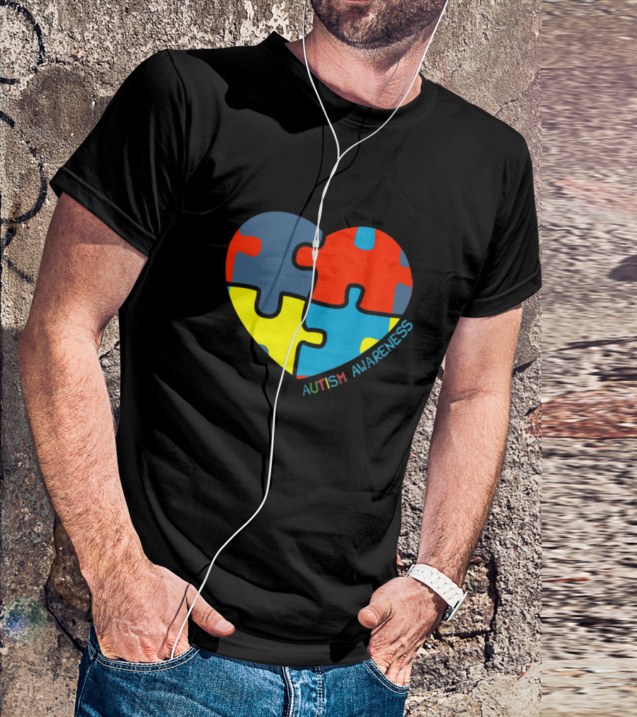 Autism Awareness Love Heart Puzzle Piece T-Shirt