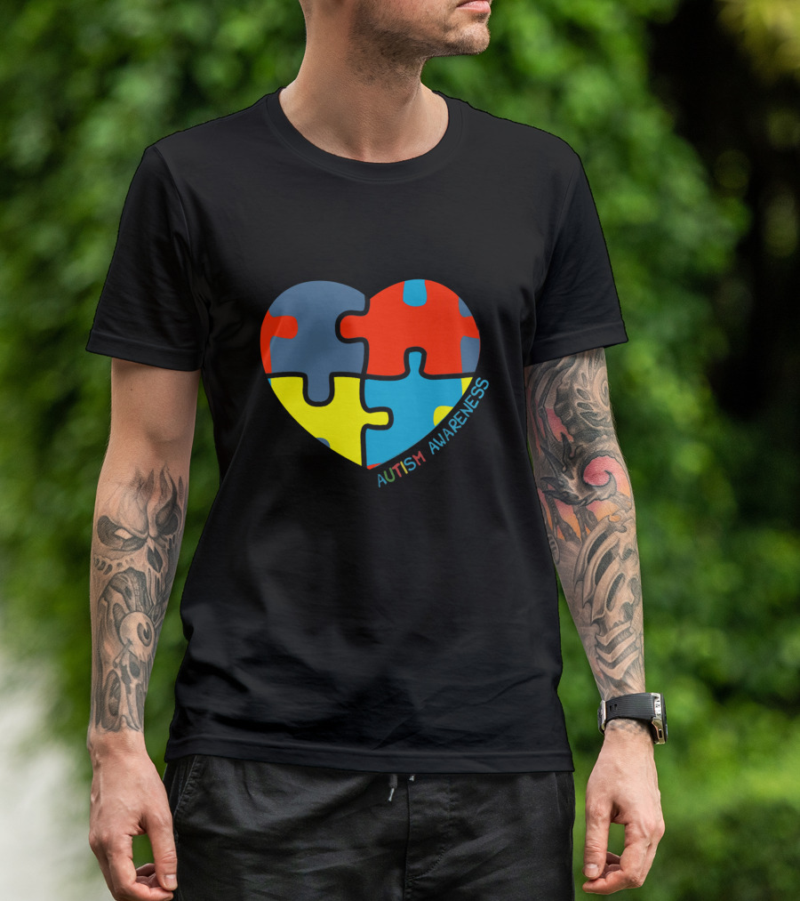 Autism Awareness Love Heart Puzzle Piece T-Shirt