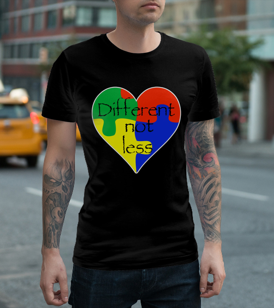 Different Not Less Heart Puzzle Autism Awareness T-Shirt