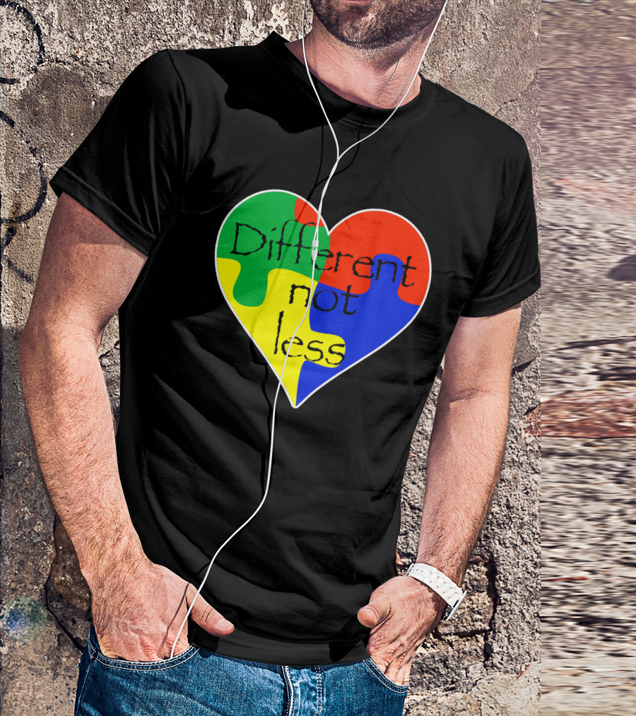 Different Not Less Heart Puzzle Autism Awareness T-Shirt