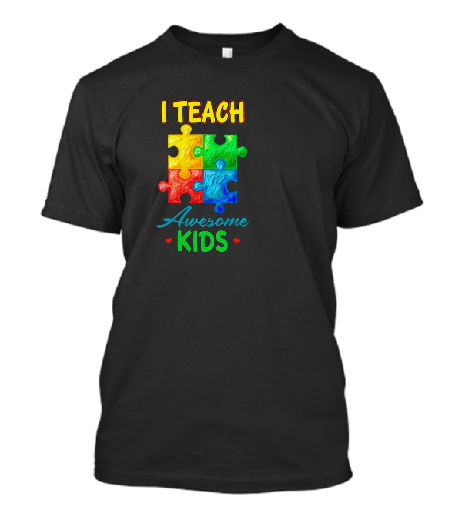 I Teach Awesome Kids Autism Puzzle Pieces T-Shirt
