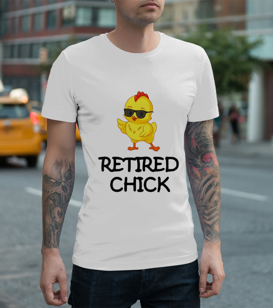 Retired Chick Cute Yellow Cartoon with Sunglasses T-Shirt