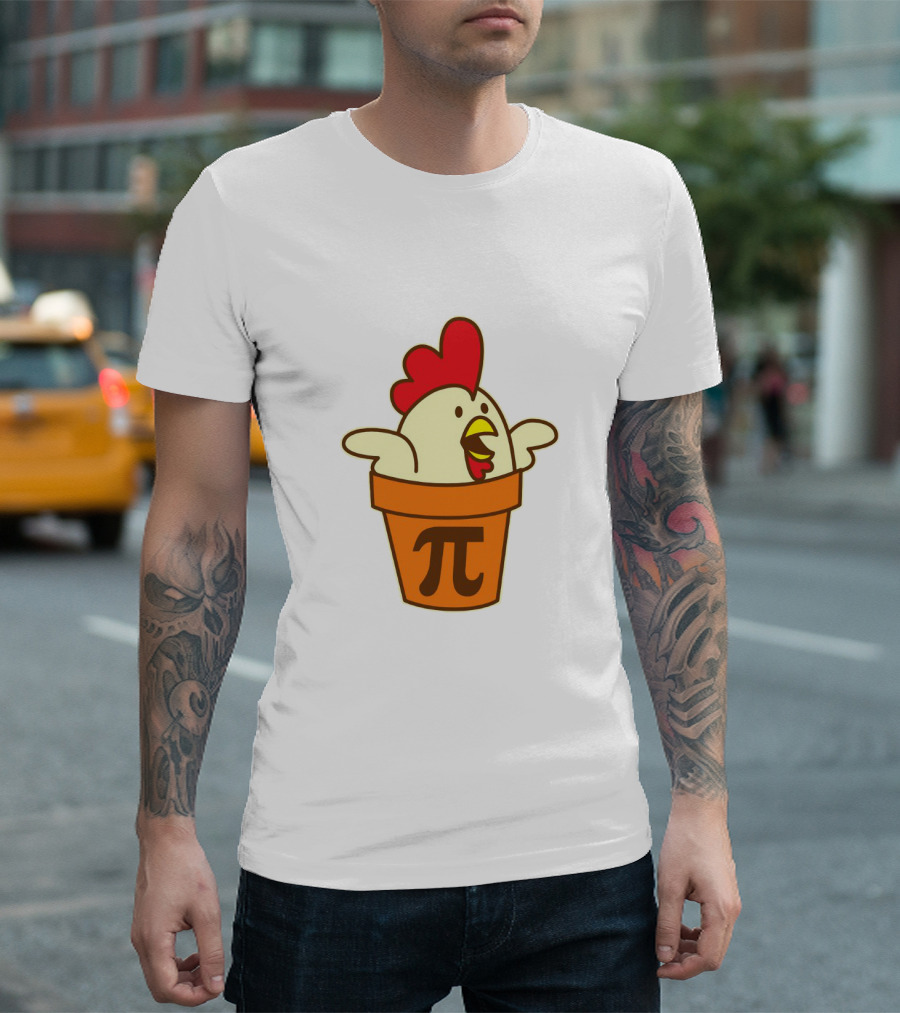 Pi Day Celebration With Chicken In Pi Symbol Pot T-Shirt