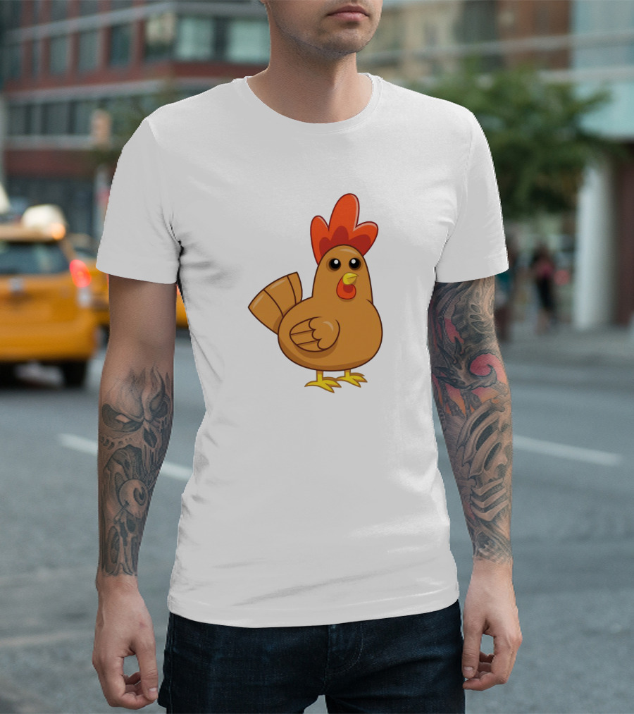 Brown Chicken Cartoon T-Shirt