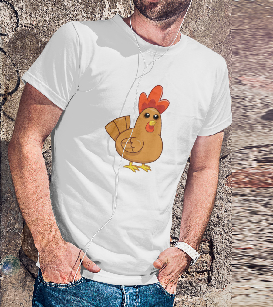 Brown Chicken Cartoon T-Shirt