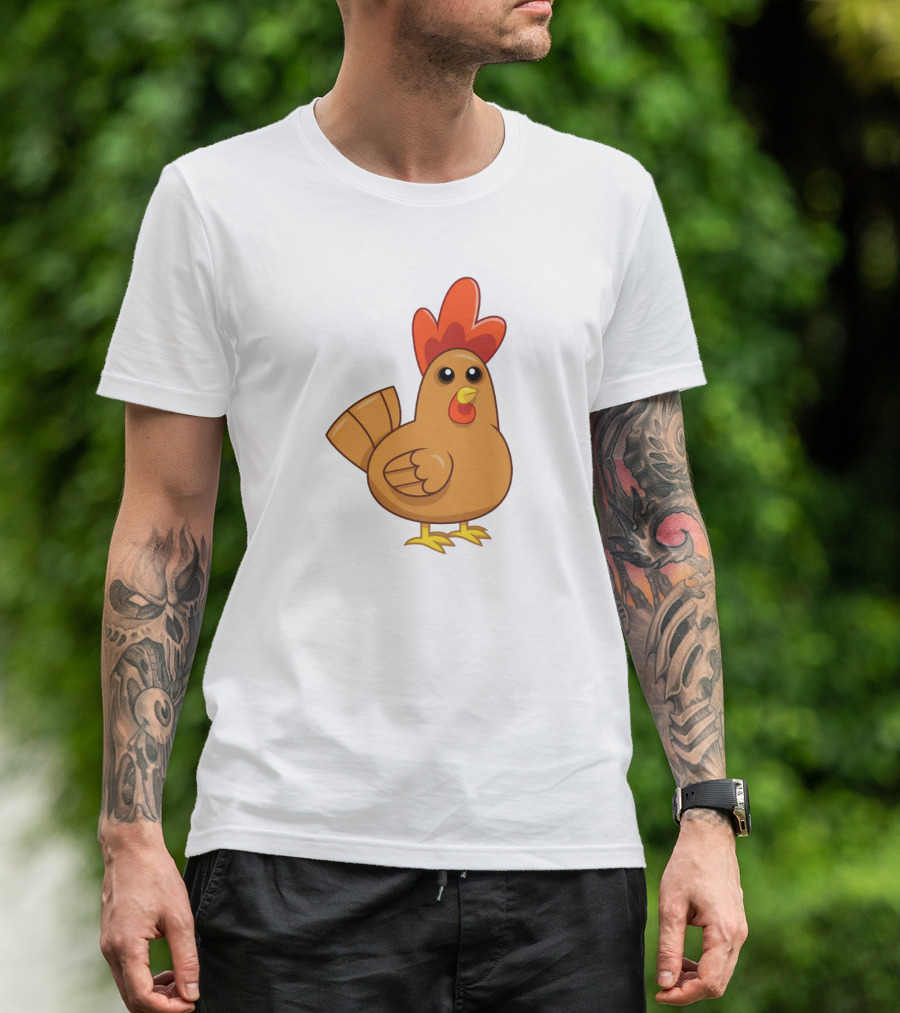Brown Chicken Cartoon T-Shirt
