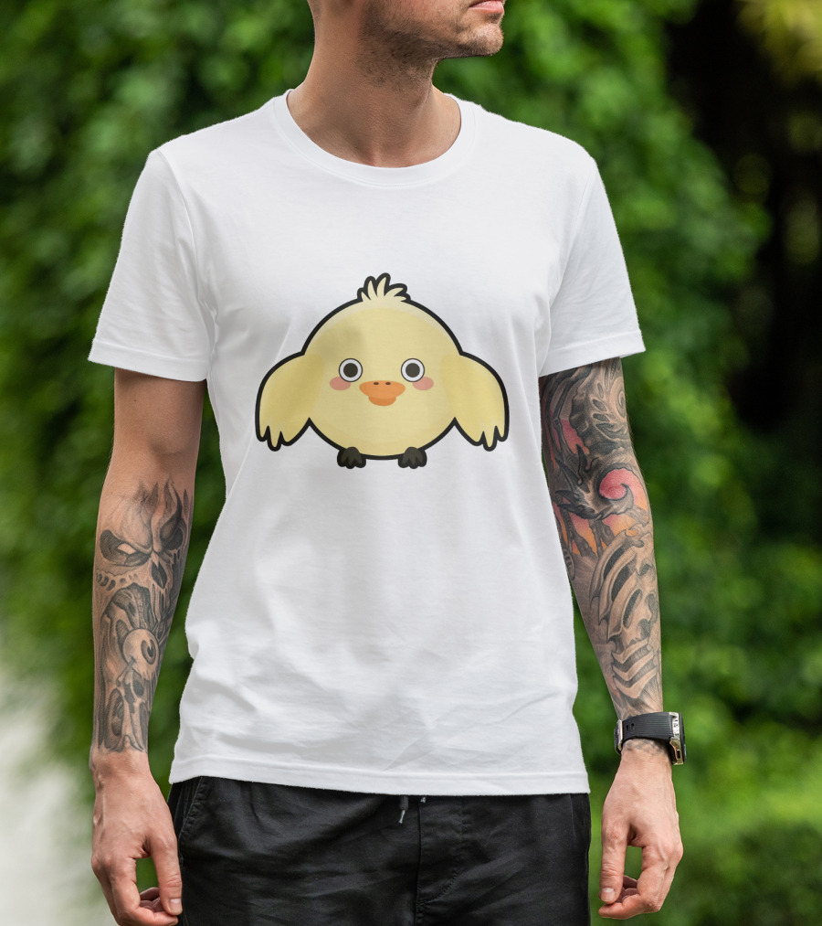 Kawaii Chick Cute Yellow Cartoon Chicken With Big Eyes And Blushy Cheeks T-Shirt