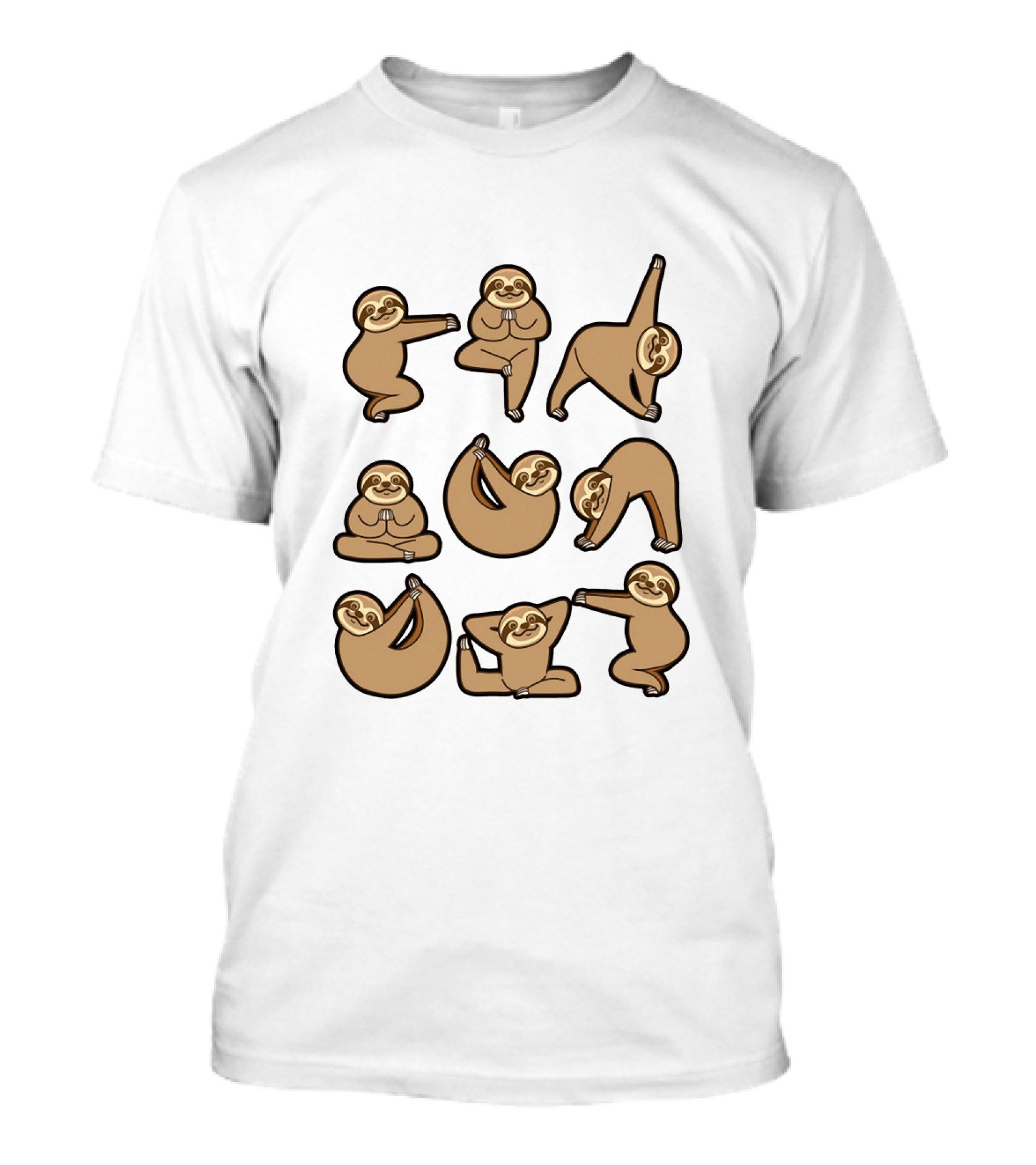 Sloths Doing Yoga Poses Row By Row Delightful Practice T-Shirt