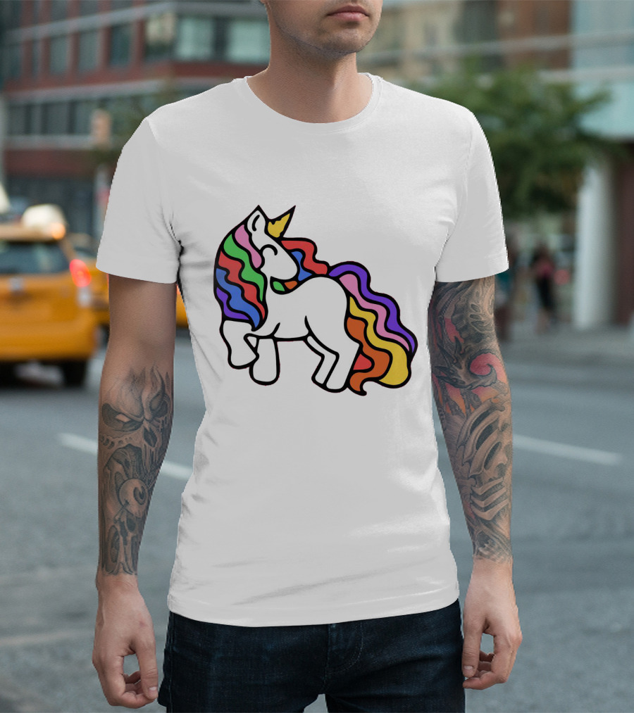 Retro Rainbow Unicorn Vibrant Colorful Mane T-Shirt