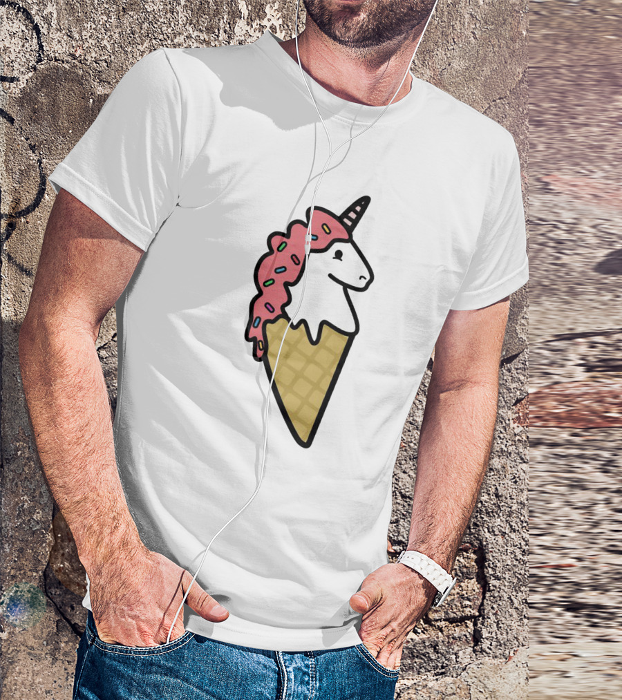 Kawaii Strawberry Unicorn Cone With Sprinkles In Pastel T-Shirt