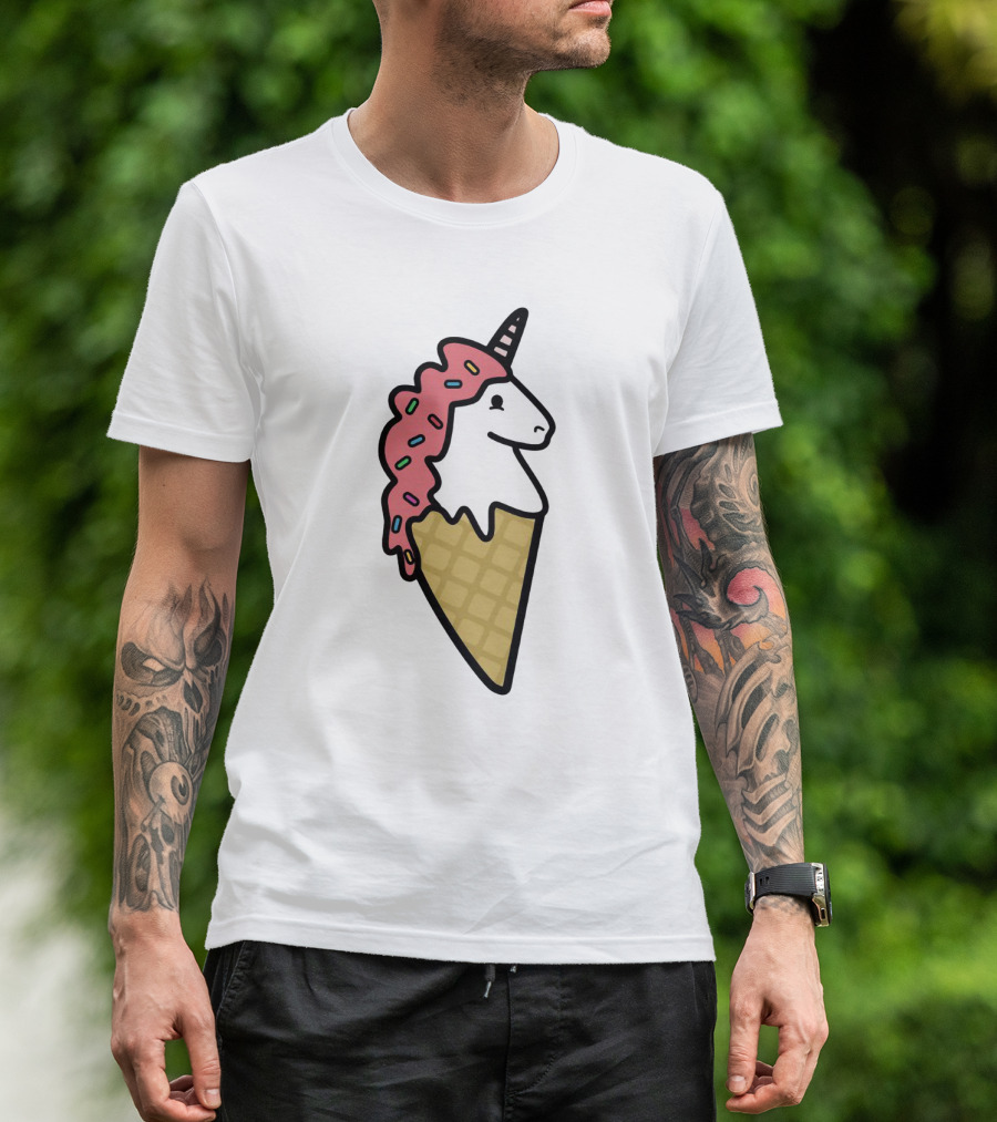 Kawaii Strawberry Unicorn Cone With Sprinkles In Pastel T-Shirt