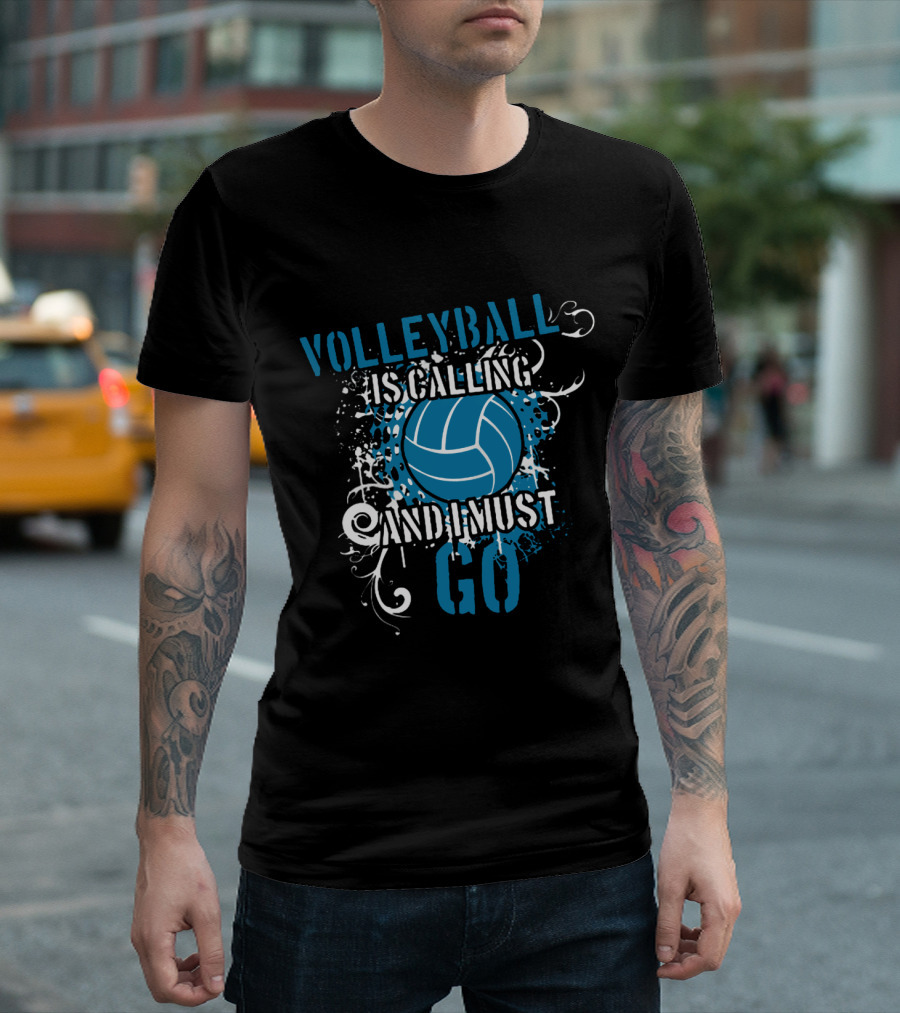 Volleyball Is Calling And I Must Go Blue Splatter T-Shirt