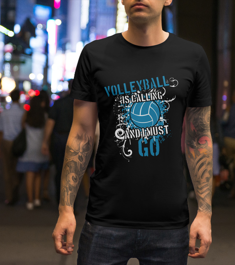 Volleyball Is Calling And I Must Go Blue Splatter T-Shirt