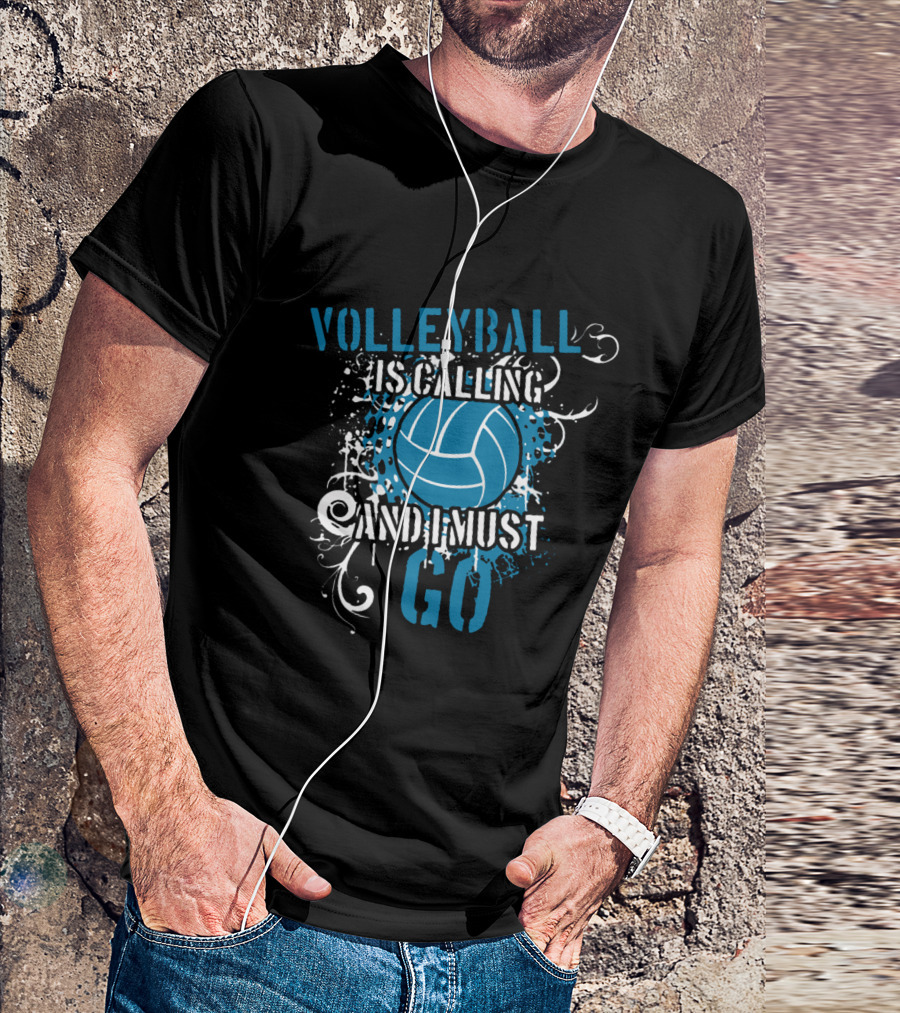 Volleyball Is Calling And I Must Go Blue Splatter T-Shirt