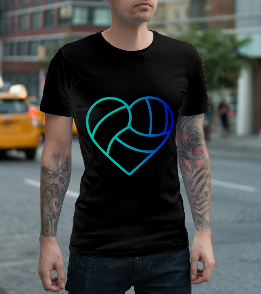Heart Shaped Volleyball Love Gradient T-Shirt