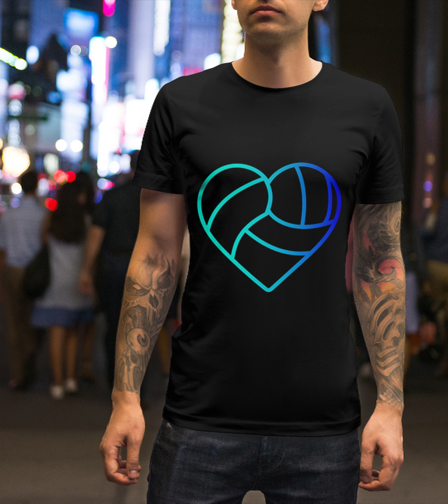 Heart Shaped Volleyball Love Gradient T-Shirt