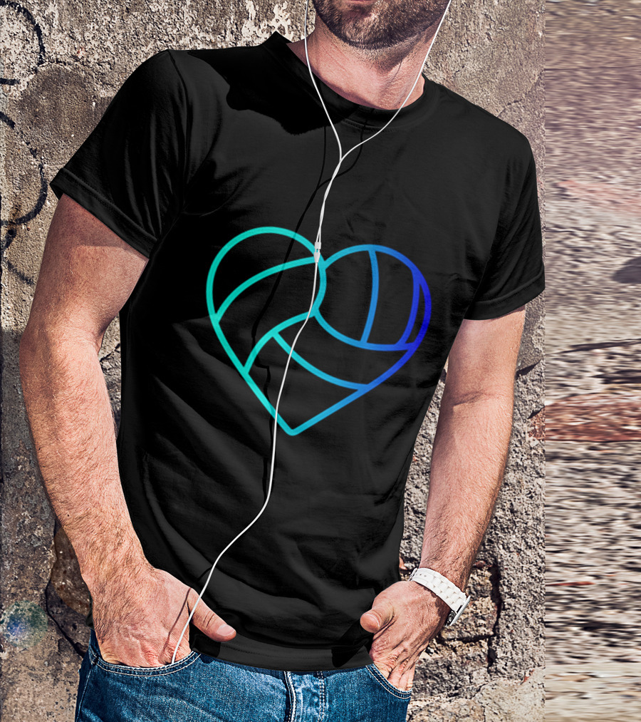 Heart Shaped Volleyball Love Gradient T-Shirt