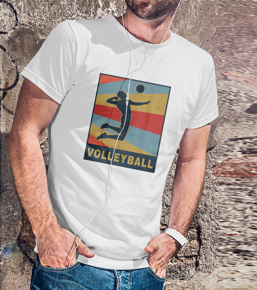 Volleyball Player Silhouette Jumping Action Club Team T-Shirt