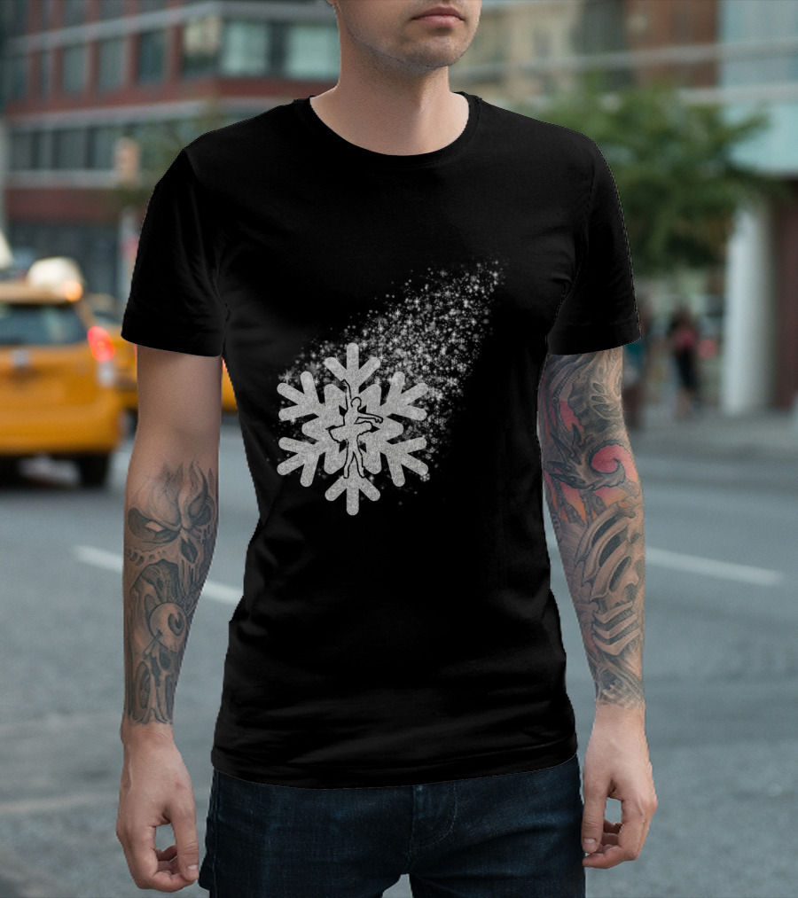 Ballet Dance Silhouette Inside Glittering Snowflake Burst T-Shirt