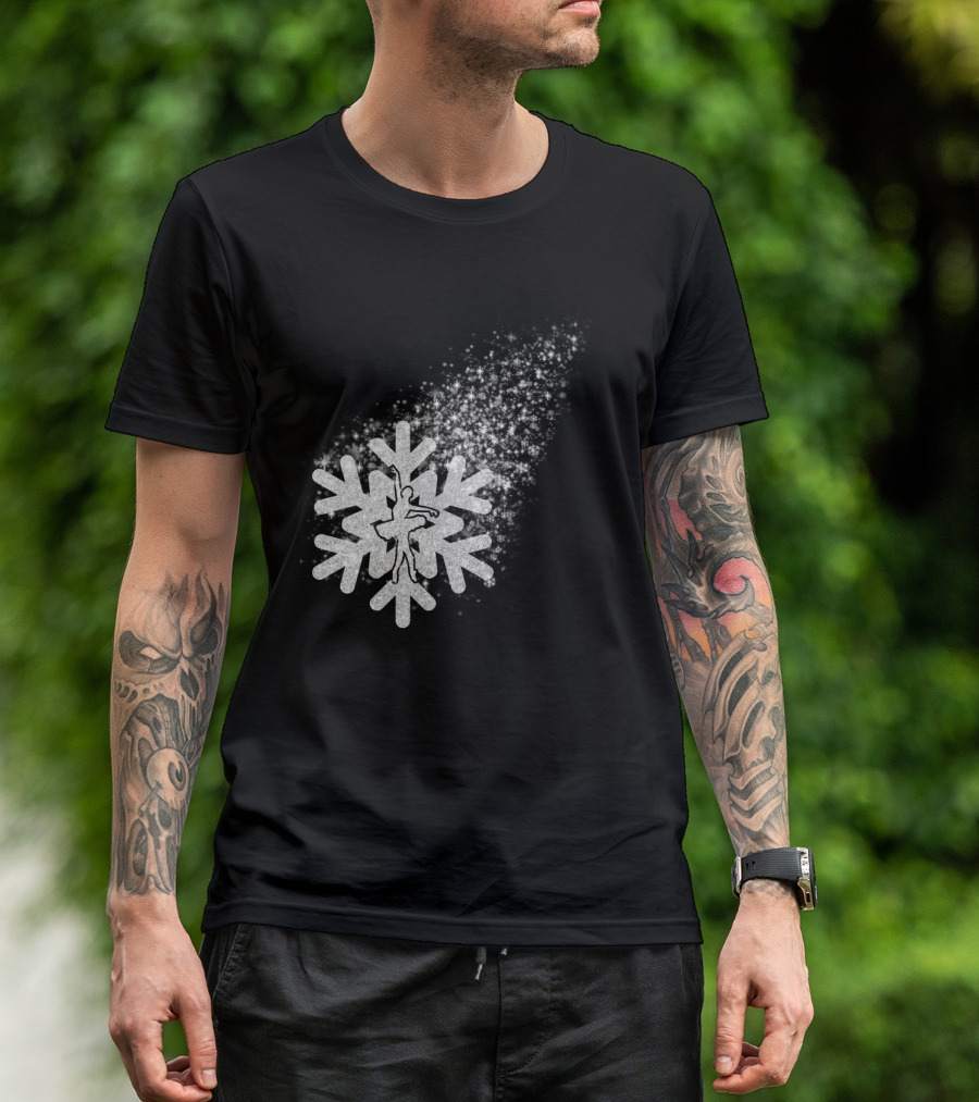 Ballet Dance Silhouette Inside Glittering Snowflake Burst T-Shirt