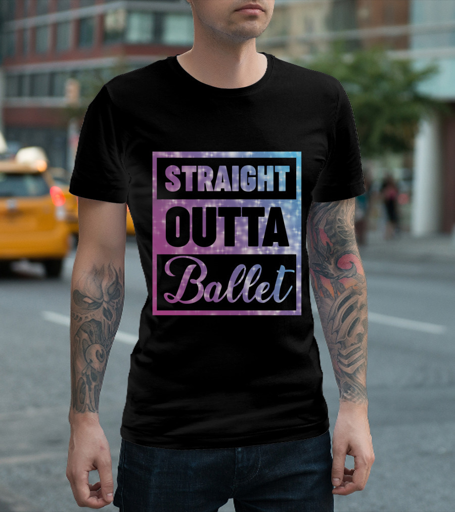 Straight Outta Ballet Sparkling Ombre Text T-Shirt
